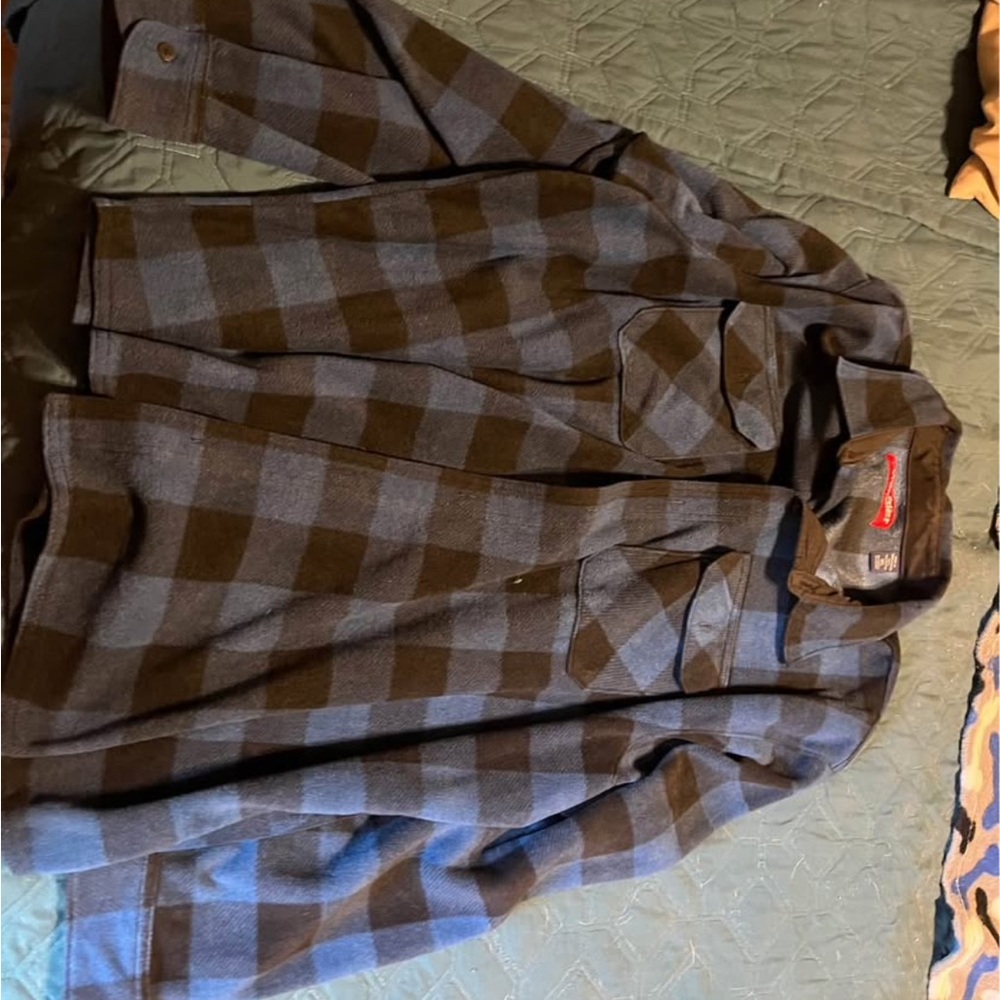 Wrangler Blue and Brown Plaid Shirt